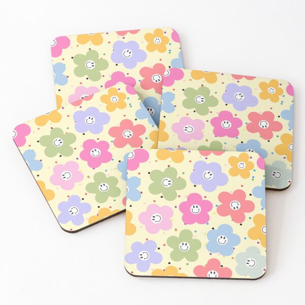 Item preview, Groovy Retro Pastel Smiley Daisy Flower Pattern designed and sold by SeJaa.
