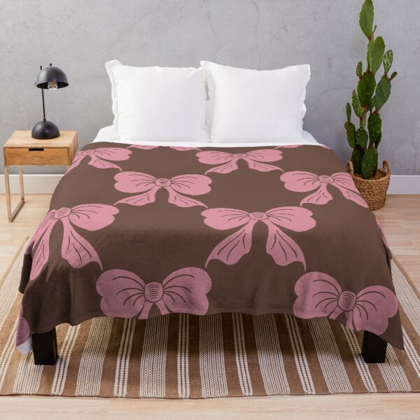 Item preview, Large Pink Coquette Bows Mocha Brown Preppy Ribbon Pattern designed and sold by DColourMuse.