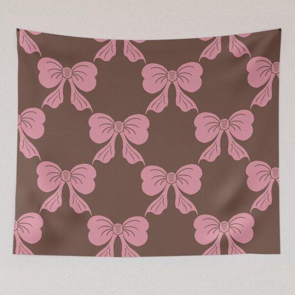 Item preview, Large Pink Coquette Bows Mocha Brown Preppy Ribbon Pattern designed and sold by DColourMuse.