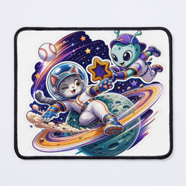 Item preview, Space Cat Alien Baseball Sticker designed and sold by Grafititee.