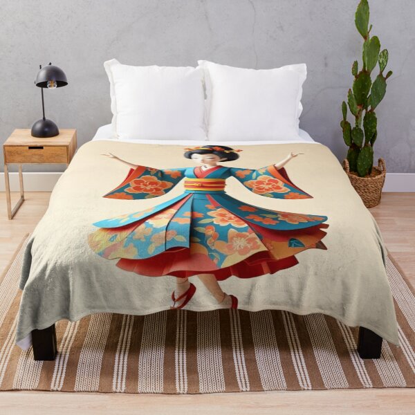Item preview, Dancing in Silk: Vibrant Paper Kimono Woman Art designed and sold by Xenovita.