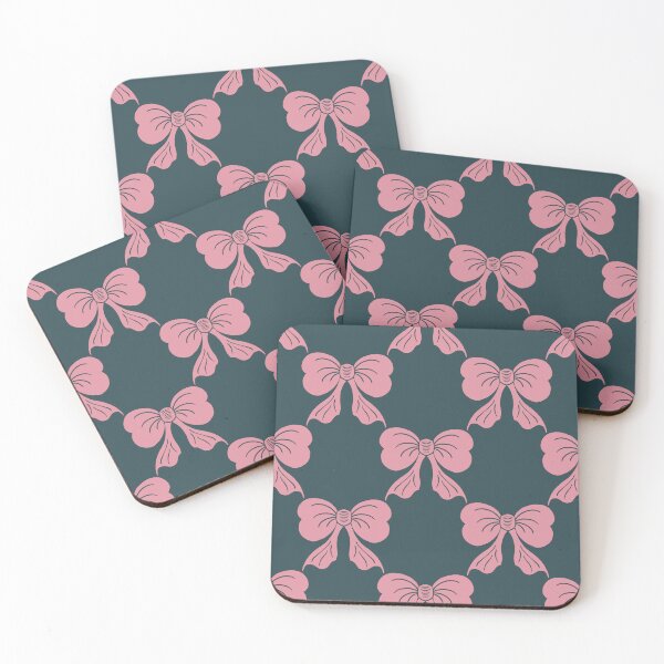 Item preview, Large Pink Coquette Bows Dark Teal Preppy Ribbon Pattern designed and sold by DColourMuse.