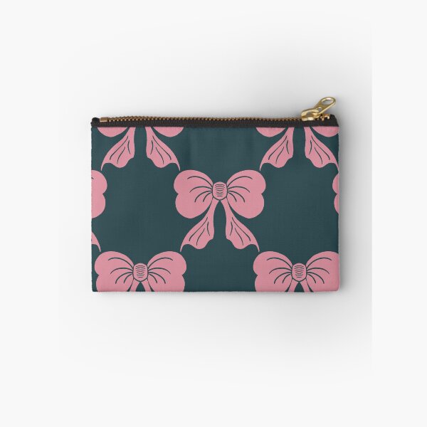 Item preview, Large Pink Coquette Bows Dark Teal Preppy Ribbon Pattern designed and sold by DColourMuse.