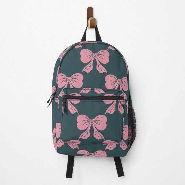Item preview, Medium Pink Coquette Bows Dark Teal Preppy Ribbon Pattern designed and sold by DColourMuse.