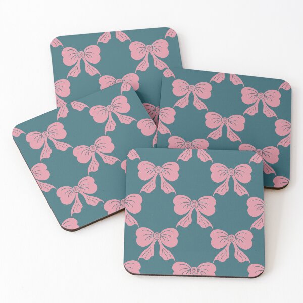 Item preview, Large Pink Coquette Bows Teal Blue Preppy Ribbon Pattern designed and sold by DColourMuse.