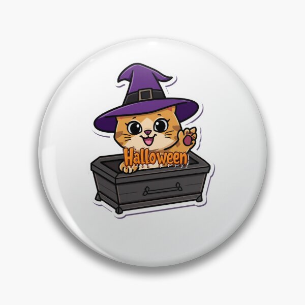 Item preview, Cute Halloween Witch Cat  | Kawaii Black Coffin Kitty | Spooky Cat Clipart | Halloween Cat Shirt Design designed and sold by Good Day Design.