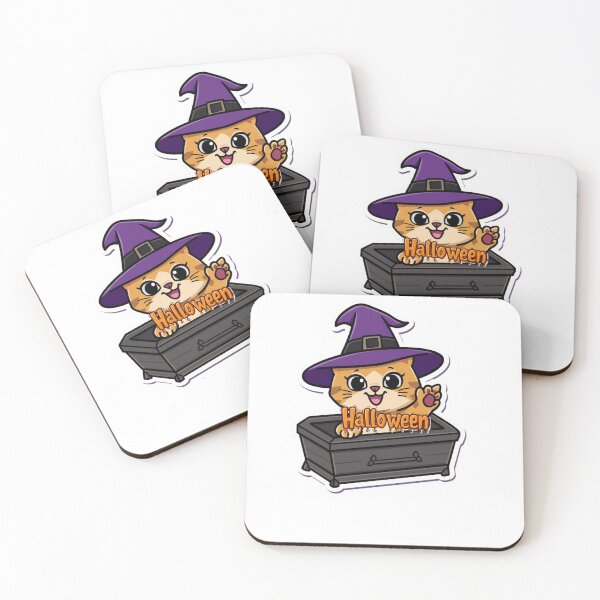 Item preview, Cute Halloween Witch Cat | Kawaii Black Coffin Kitty | Spooky Cat Clipart | Halloween Cat Shirt Design designed and sold by Good Day Design.