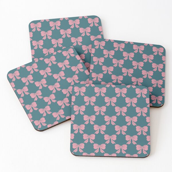 Item preview, Medium Pink Coquette Bows Teal Blue Preppy Ribbon Pattern designed and sold by DColourMuse.