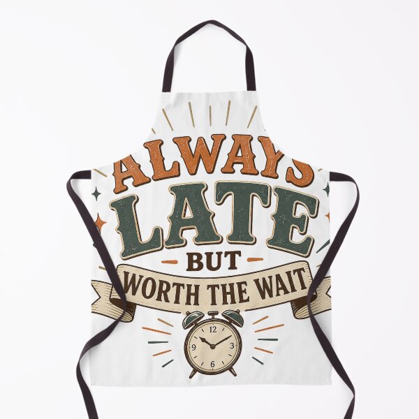 Item preview, Always Late But Worth The Wait | Funny Retro Typography Vintage T-Shirt Design designed and sold by بيعها | Bee3ha.