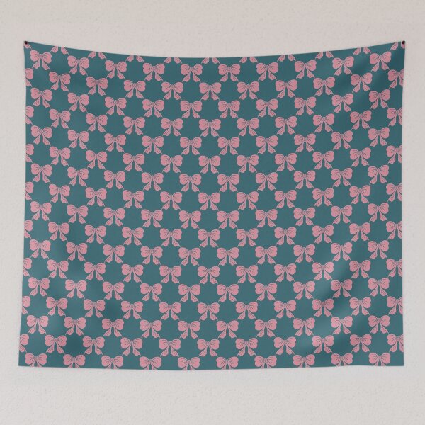 Item preview, Small Pink Coquette Bows Teal Blue Preppy Ribbon Pattern designed and sold by DColourMuse.