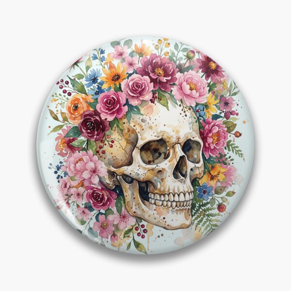 Item preview, Vibrant Watercolor Floral Skull Botanical Flower Crown designed and sold by BreezifyDesignStudio.