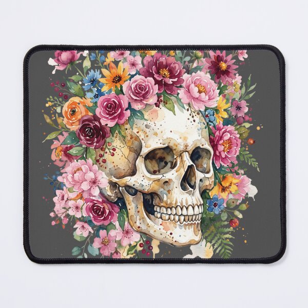 Item preview, Vibrant Watercolor Floral Skull Botanical Flower Crown designed and sold by BreezifyDesignStudio.