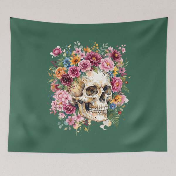Item preview, Vibrant Watercolor Floral Skull Botanical Flower Crown designed and sold by BreezifyDesignStudio.