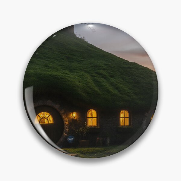 Item preview, Cozy Round-Door Cottage in a Green Hillside at Sunset designed and sold by StudioForge.
