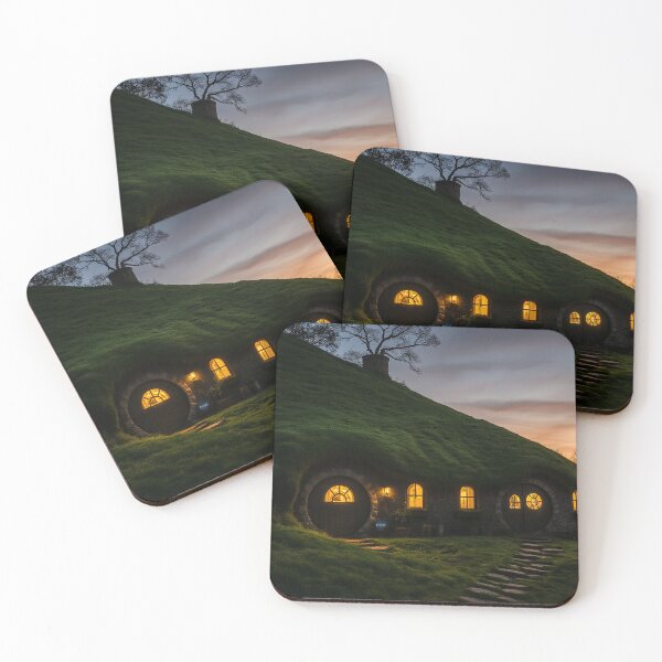 Item preview, Cozy Round-Door Cottage in a Green Hillside at Sunset designed and sold by StudioForge.
