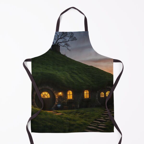 Item preview, Cozy Round-Door Cottage in a Green Hillside at Sunset designed and sold by StudioForge.