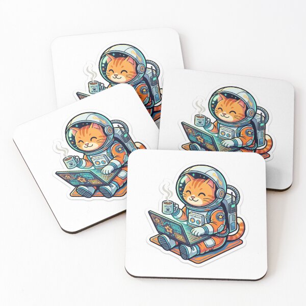 Item preview, Cosmic Coder Cat - Space Astronaut Cat Laptop & Coffee Sticker designed and sold by Design Lab Studio.