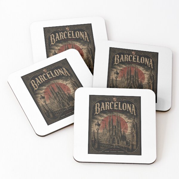 Item preview, Barcelona Gothic Travel Poster Sagrada Familia Catalonia Vintage Architecture Design designed and sold by ErikLaRDesigns.