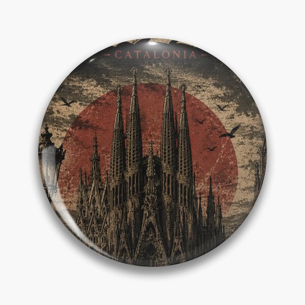 Item preview, Barcelona Gothic Travel Poster Sagrada Familia Catalonia Vintage Architecture Design designed and sold by ErikLaRDesigns.