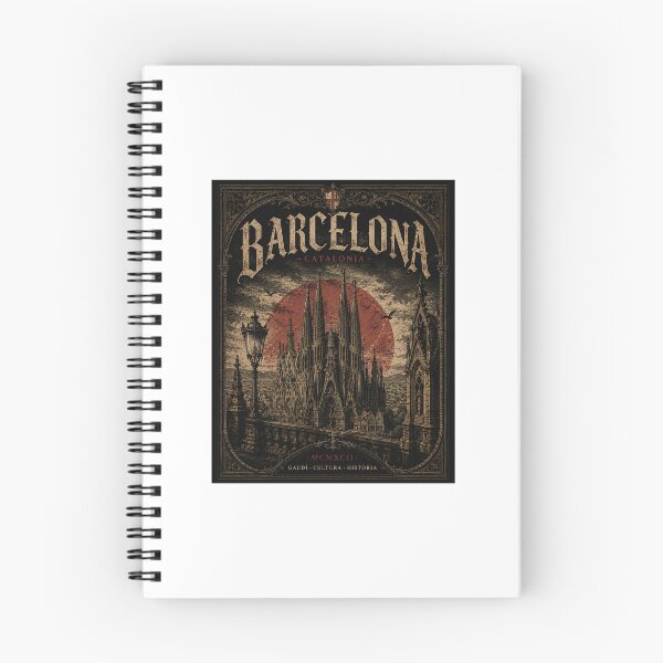 Item preview, Barcelona Gothic Travel Poster Sagrada Familia Catalonia Vintage Architecture Design designed and sold by ErikLaRDesigns.