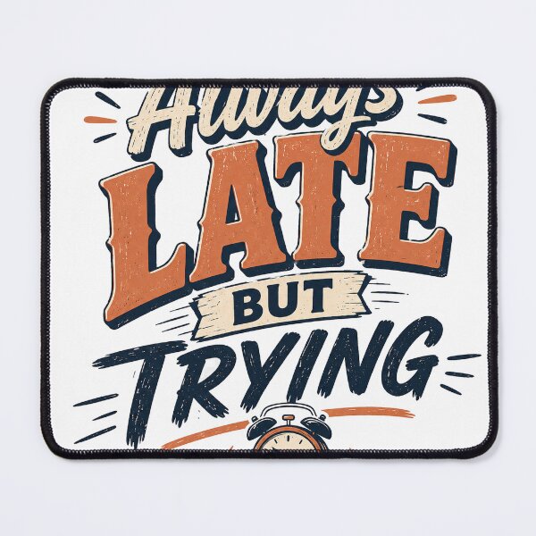Item preview, Always Late But Trying | Funny Retro Typography Vintage T-Shirt Design designed and sold by بيعها | Bee3ha.