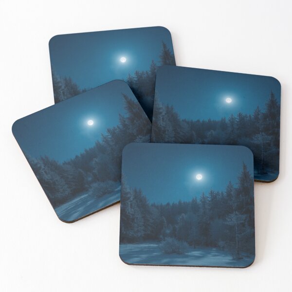 Item preview, Frost-Covered Pine Forest Glowing Under a Full Moon designed and sold by StudioForge.