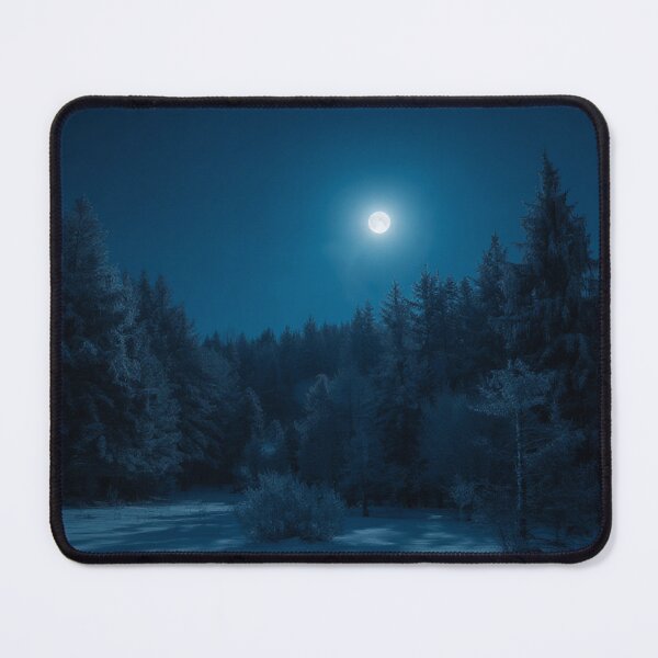 Item preview, Frost-Covered Pine Forest Glowing Under a Full Moon designed and sold by StudioForge.