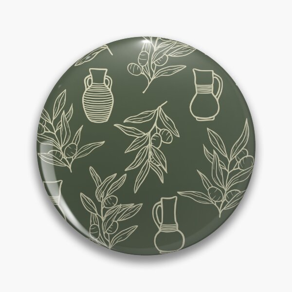 Item preview, Olive branches and vases pattern in green designed and sold by patternsbymira.