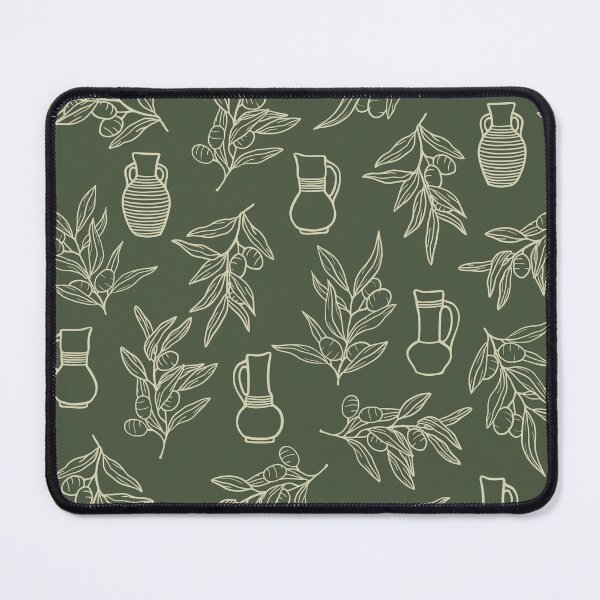 Item preview, Olive branches and vases pattern in green designed and sold by patternsbymira.
