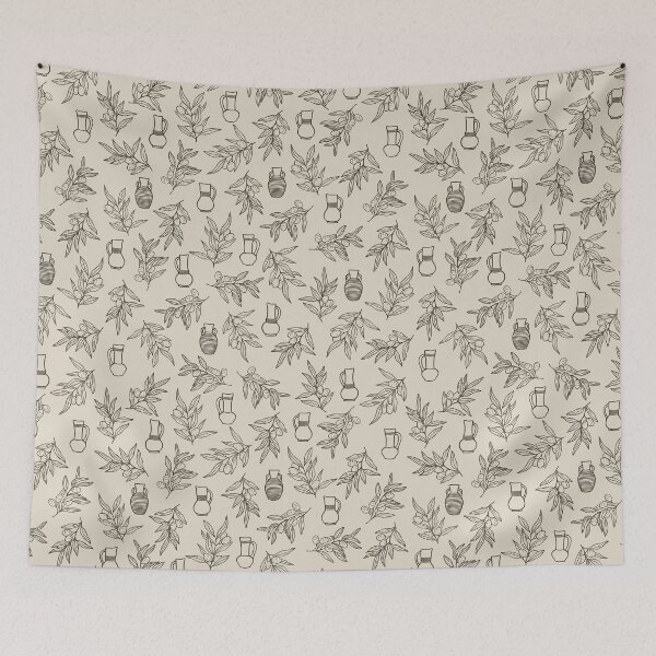 Item preview, Olive branches and vases pattern designed and sold by patternsbymira.