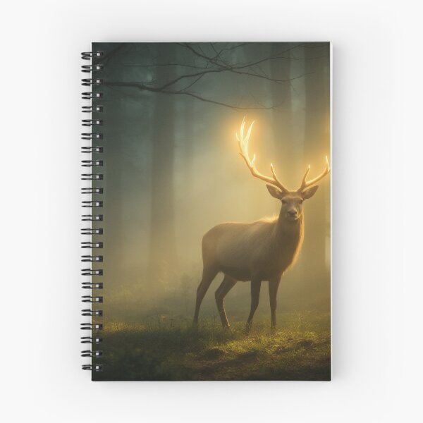 Item preview, Forest Spirit Stag with Glowing Antlers in a Misty Forest designed and sold by StudioForge.