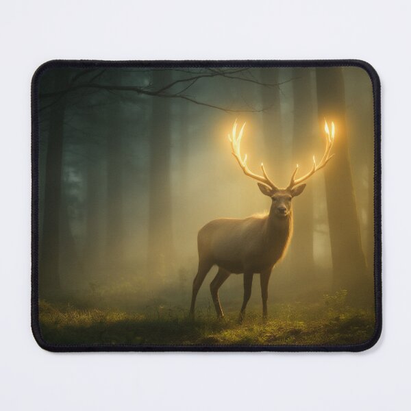 Item preview, Forest Spirit Stag with Glowing Antlers in a Misty Forest designed and sold by StudioForge.