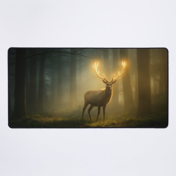 Item preview, Forest Spirit Stag with Glowing Antlers in a Misty Forest designed and sold by StudioForge.