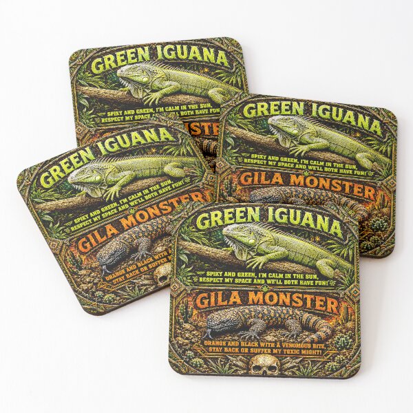 Item preview, Green Iguana vs Gila Monster – Respect or Regret | Funny Reptile Warning Poems designed and sold by Alchemy Forge.
