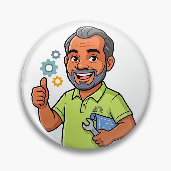 Item preview, Cheerful Handyman Mechanic With Wrench and Blueprints designed and sold by kchechare09art.