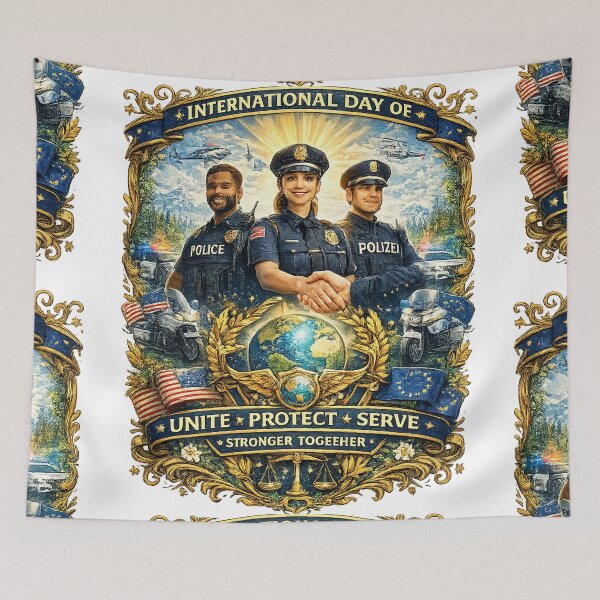 Item preview, International Day of Police Cooperation 2026 | Unite • Protect • Serve | Global Law Enforcement T-Shirt designed and sold by GooniSL.