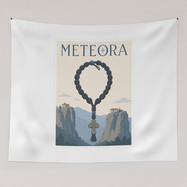 Item preview, Meteora Orthodox Prayer Rope Travel Poster designed and sold by Beyond Destinations.