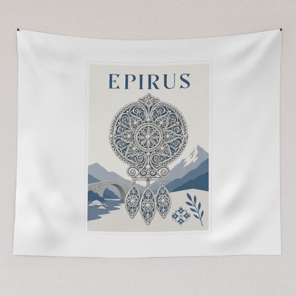 Item preview, Epirus Silver Filigree Pendant Poster designed and sold by Beyond Destinations.