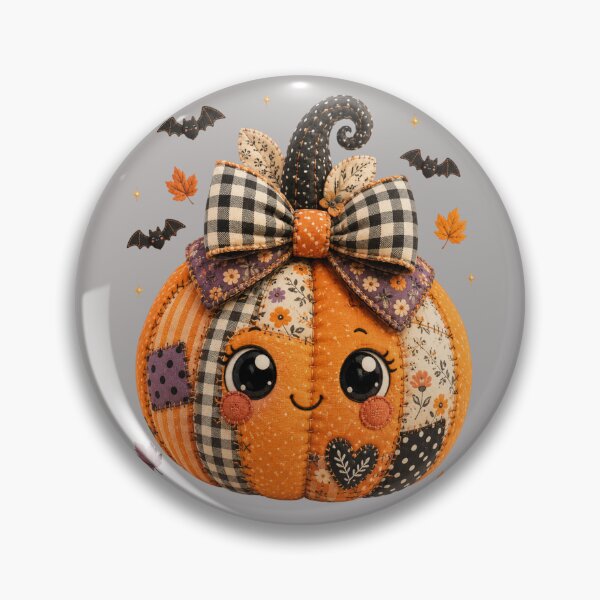 Item preview, Cute Patchwork Pumpkin | Farmhouse Autumn & Halloween Art designed and sold by DecoVibe.