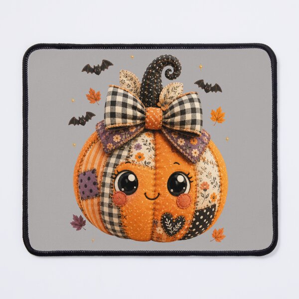 Item preview, Cute Patchwork Pumpkin | Farmhouse Autumn & Halloween Art designed and sold by DecoVibe.
