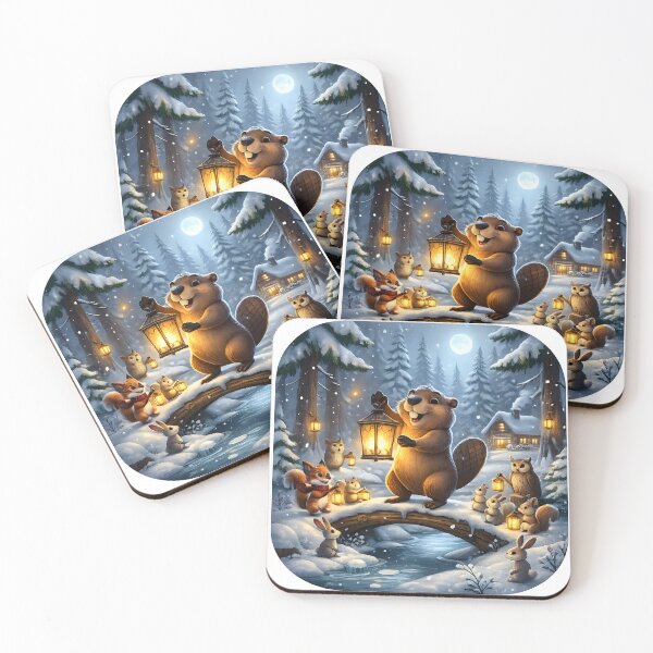 Item preview, Happy Beaver Adventures – Winter Lantern Festival designed and sold by Clothes With Smiling Animals Walt Gral.