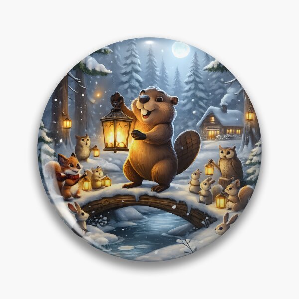 Item preview, Happy Beaver Adventures – Winter Lantern Festival designed and sold by Clothes With Smiling Animals Walt Gral.