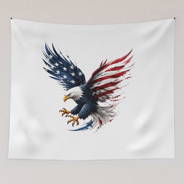 Item preview, Soaring American Bald Eagle with American Flag designed and sold by Combat Skies.