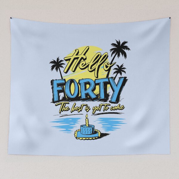 Item preview, Hello Forty Tropical Summer Beach 40th Birthday Vacation Celebration Design designed and sold by illeN-Art-World.