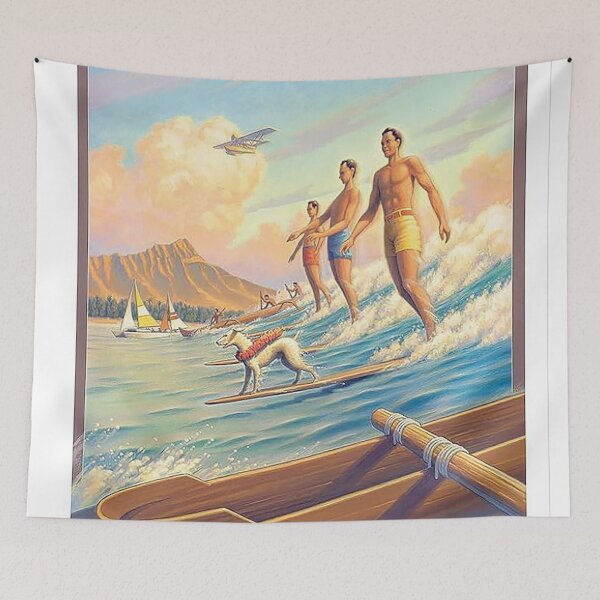 Item preview, Vintage Waikiki Beach Surfing Travel designed and sold by jamesschoen.