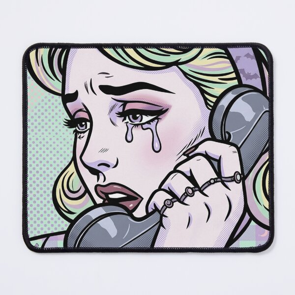 Item preview, Retro Tears: A Pop Artwork Crying Girl on the Phone - pastel goth edit designed and sold by TrezeTreze.