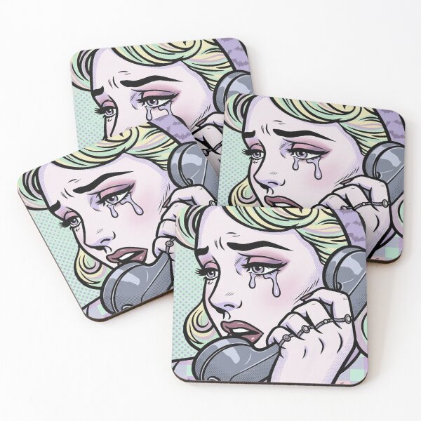 Item preview, Retro Tears: A Pop Artwork Crying Girl on the Phone - pastel goth edit designed and sold by TrezeTreze.