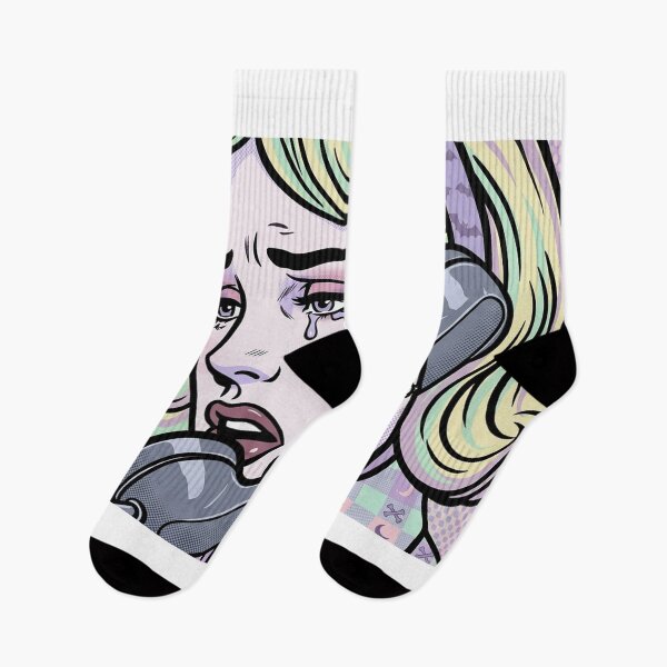 Item preview, Retro Tears: A Pop Artwork Crying Girl on the Phone - pastel goth edit designed and sold by TrezeTreze.