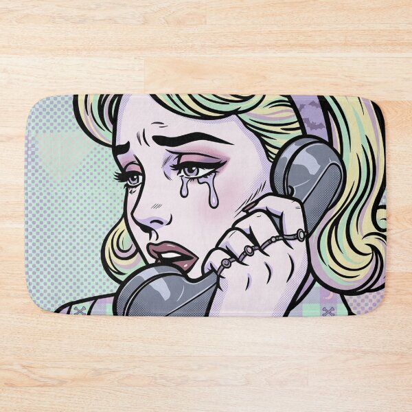 Item preview, Retro Tears: A Pop Artwork Crying Girl on the Phone - pastel goth edit designed and sold by TrezeTreze.