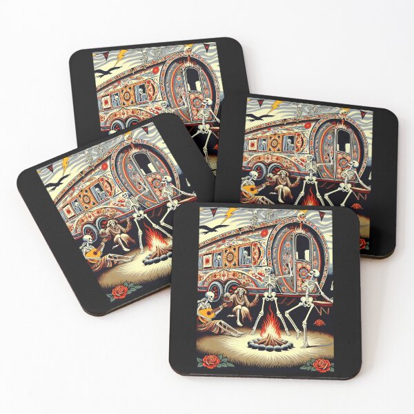 Item preview, Skeletons Dancing Around Campfire Gypsy Caravan designed and sold by Azra Travančić.